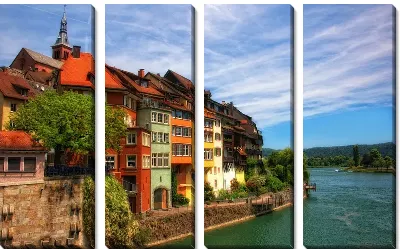 Модульная картина Город у реки