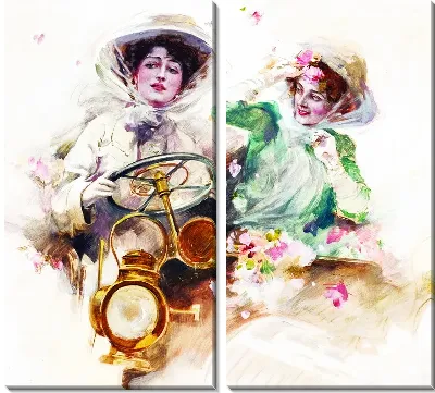 Модульная картина Женщины в автомобиле