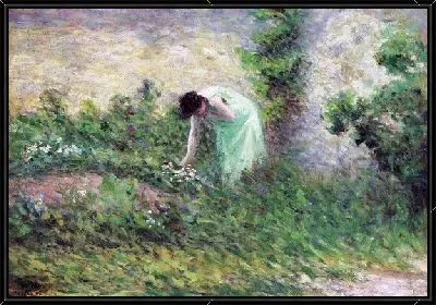 Картина Женщина собирающая цветы