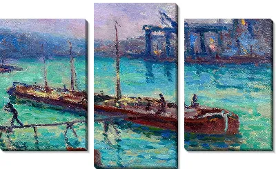 Картина Баржа на берегу Сены (около 1910 г.)