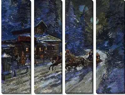 Картина Дорога освещенная луной