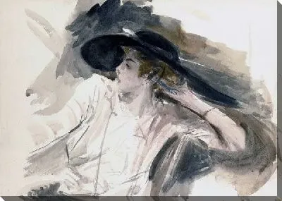 Картина маслом Молодая женщина в шляпе