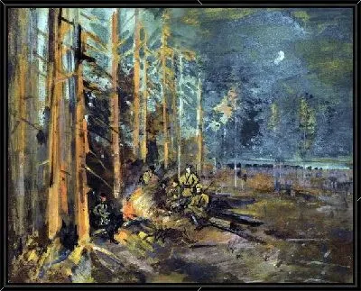 Картина Солдаты в лесу