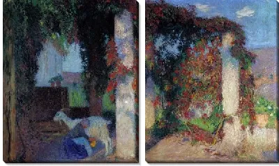 Картина Девушка доит козу