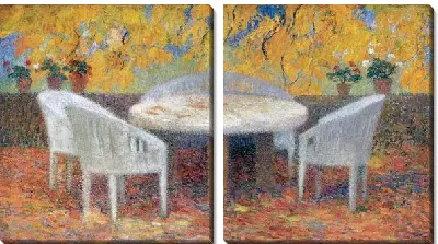 Картина Столик в осеннем саду