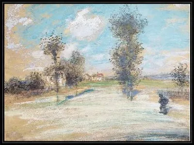 Пейзаж с крестьянином на дороге