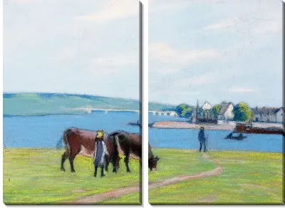 Модульная картина Коровы на берегу реки