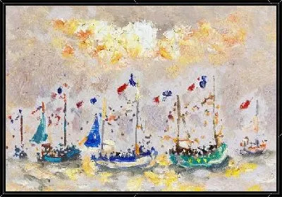 Лодки украшенные праздничными флагами