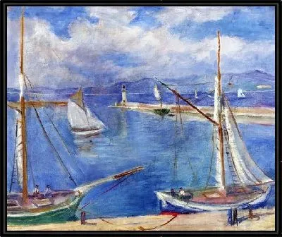 Картина Белые парусники в порту