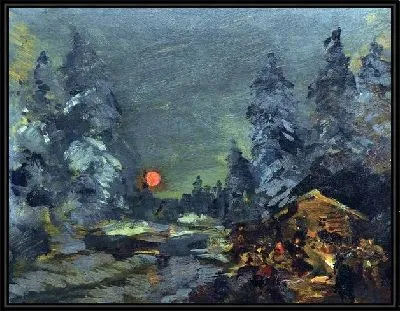 Картина Костер в лагере