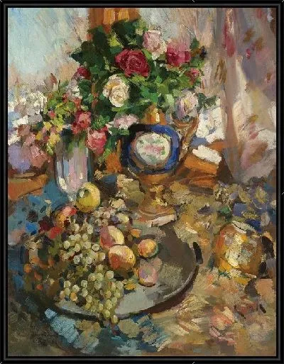 Картина Натюрморт с розами и фруктами