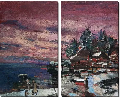 Картина Зимний день. Закат