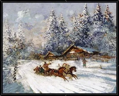 Картина Тройка в зимний день