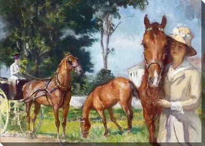 Картина Дама с лошадьми