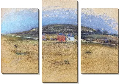 Картина Летний пейзаж с домами на заднем плане