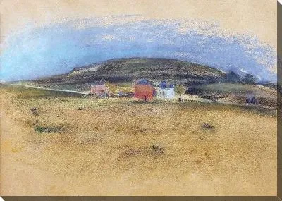 Картина Летний пейзаж с домами на заднем плане