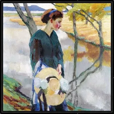 Девушка держащая шляпку