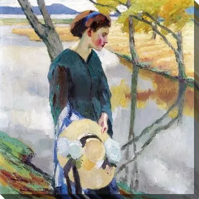 Картина Девушка держащая шляпку