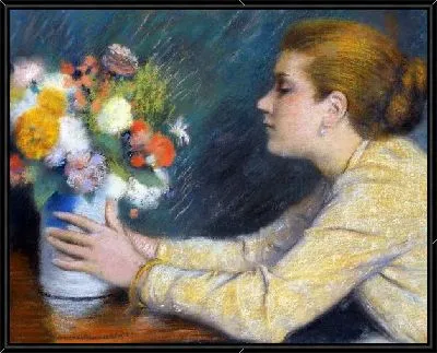 Женщина с букетом цветов