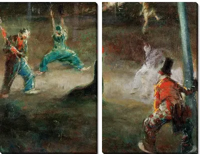 Картина Клоуны играют в мяч с тюленем