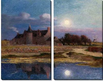 Ночной пейзаж с луной