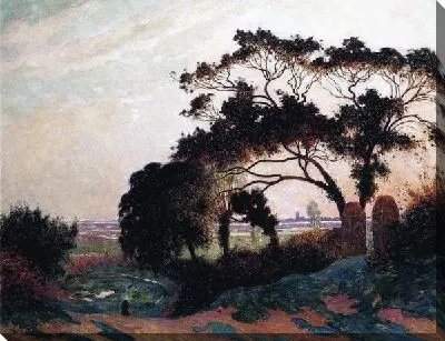 Картина Вечерний пейзаж с деревьями