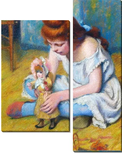 Картина Девочка играет с куклой