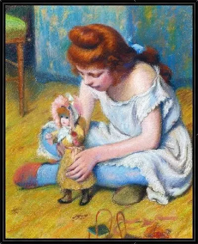 Картина Девочка играет с куклой