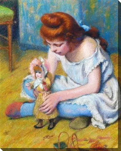 Картина Девочка играет с куклой