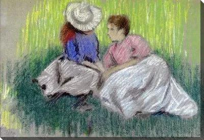 Картина Женщина и девочка на лужайке