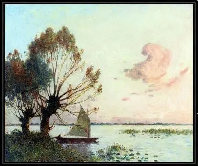 Лодочка вдалеке озера