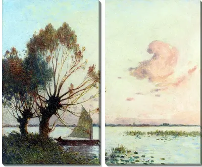 Лодочка вдалеке озера