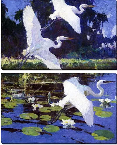 Картина Журавли и лилии