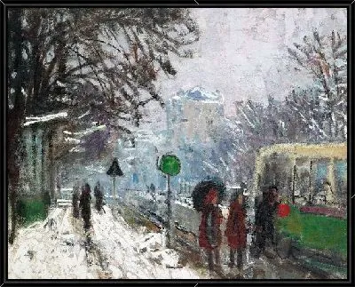 Бульвар во Франции зимой