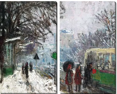 Бульвар во Франции зимой