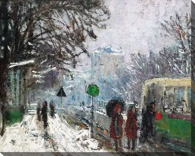 Бульвар во Франции зимой