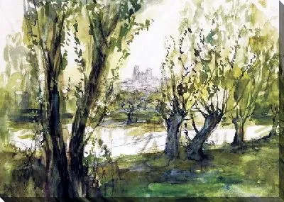 Картина Деревья у пруда