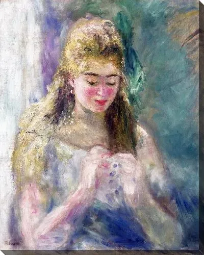 Картина маслом Женщина вышивает