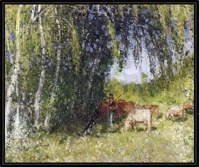 Картина Стадо в березовой роще