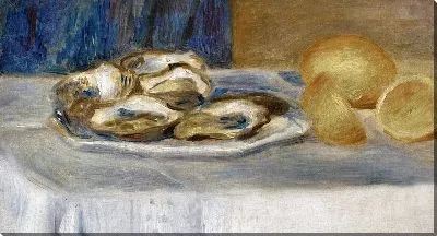 Картина маслом Натюрморт с лимонами и мидиями