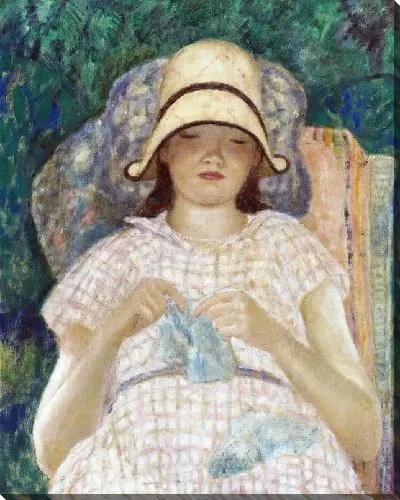 Картина Девушка вяжет