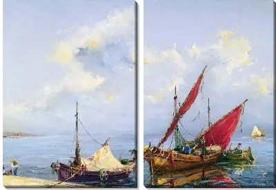 Картина Лодки с красными парусами