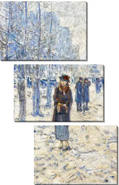 Картина Девушка в зимней аллее