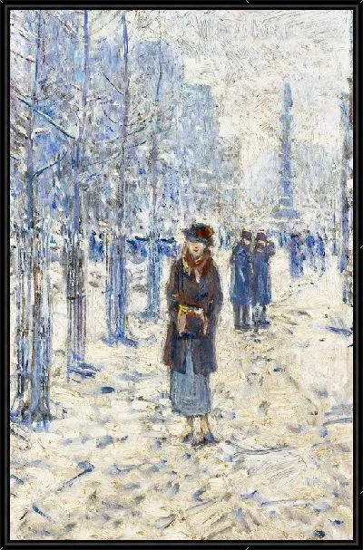 Картина Девушка в зимней аллее