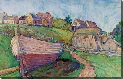 Картина Пейзаж с лодкой на первом плане