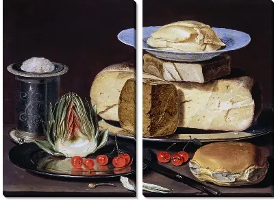 Натюрморт с сыром и вишней