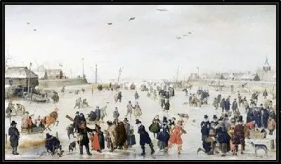 Катание на коньках на замрезшем канале