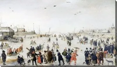 Картина маслом Катание на коньках на замрезшем канале