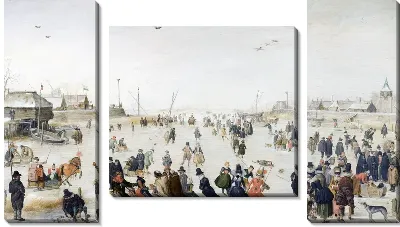 Катание на коньках на замрезшем канале