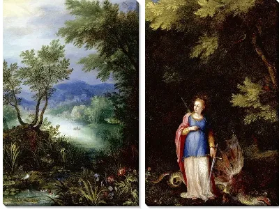 Картина Святая Маргарита и дракон в пейзаже